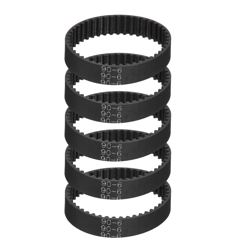 90mm GT-2 Timing Belt, 5pcs 6mm Width 2mm Pitch 3D Printing Closed Loop, Black