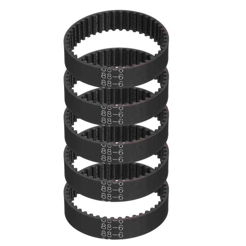 88mm GT-2 Timing Belt, 5pcs 6mm Width 2mm Pitch 3D Printing Closed Loop, Black