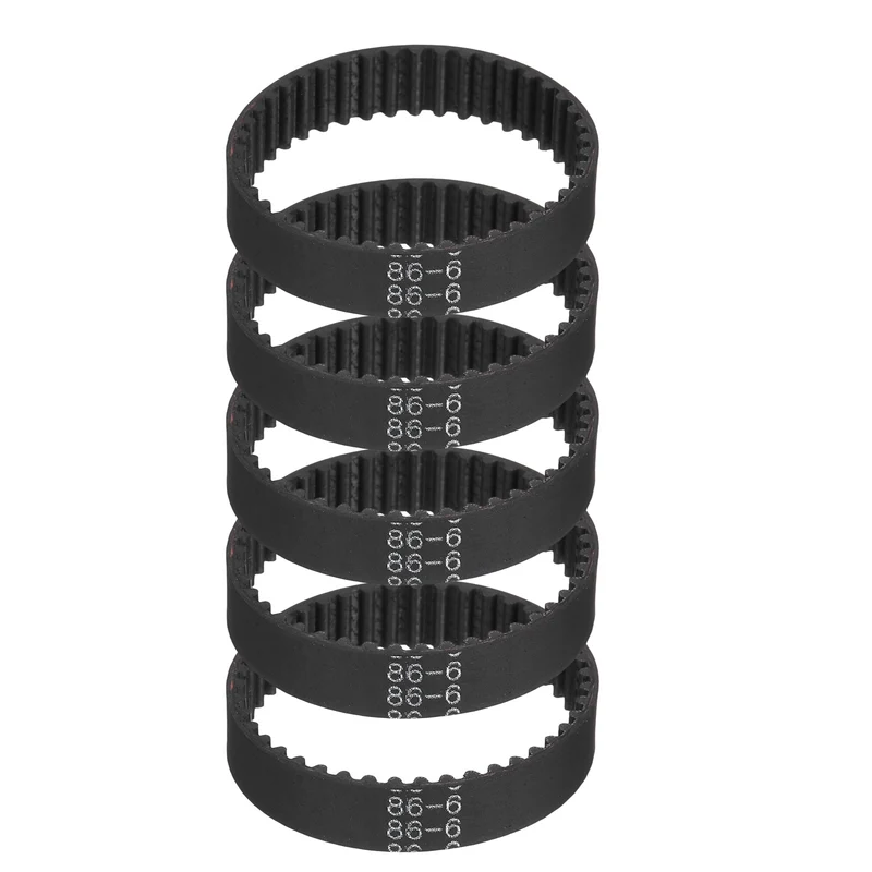 86mm GT-2 Timing Belt, 5pcs 6mm Width 2mm Pitch 3D Printing Closed Loop, Black