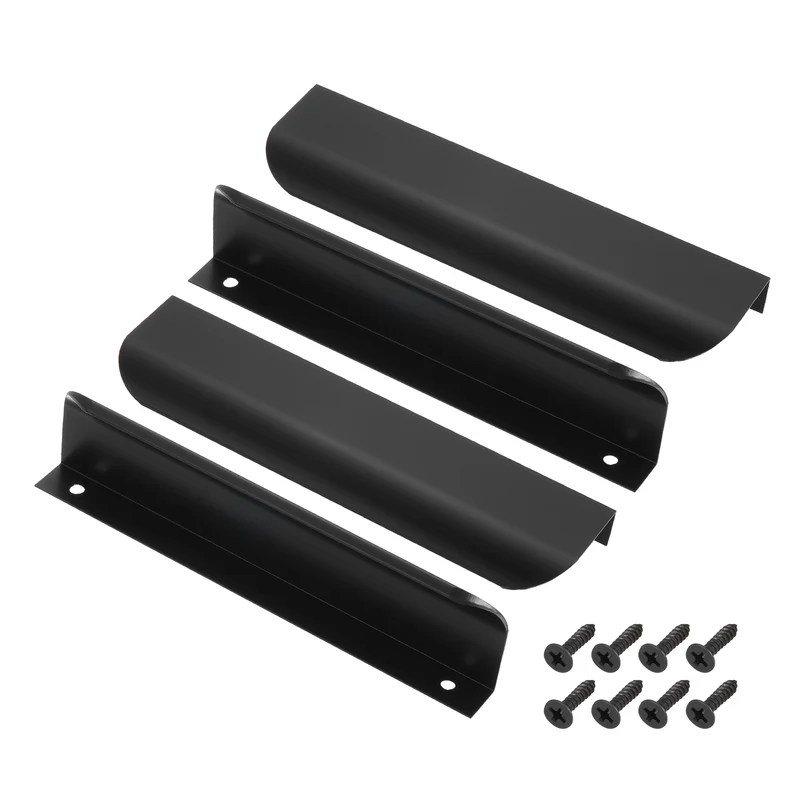 4Pcs 6 Inch Aluminum Alloy Finger Pulls for Cabinets Dresser Black