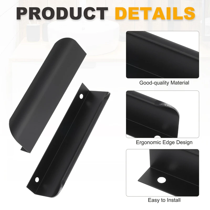 4Pcs 5 Inch Aluminum Alloy Finger Pulls for Cabinets Dresser Black