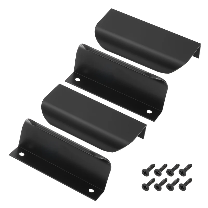 4Pcs 3 Inch Aluminum Alloy Finger Pulls for Cabinets Dresser Black
