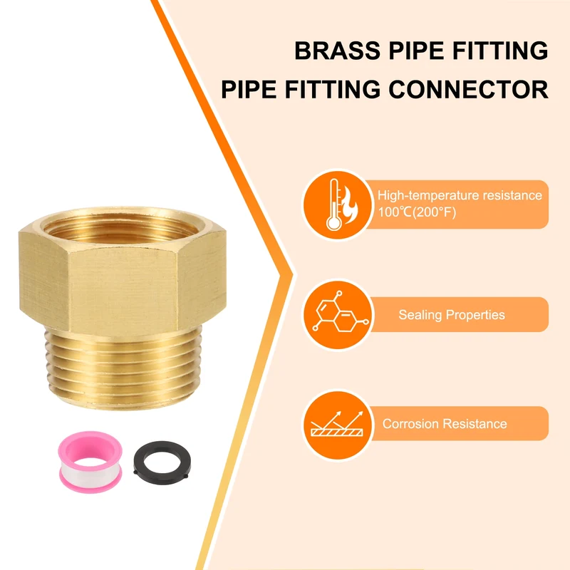 Brass Pipe Fitting, 3/4"G Female x 3/4"NPT Male Hex Nipple Pipe Adapter