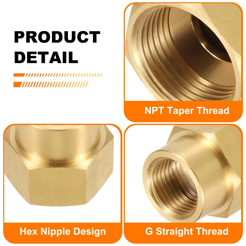 2pcs Brass Pipe Fitting 3/4" NPT Female x 1/2" NPT Female Hex Pipe Adapter