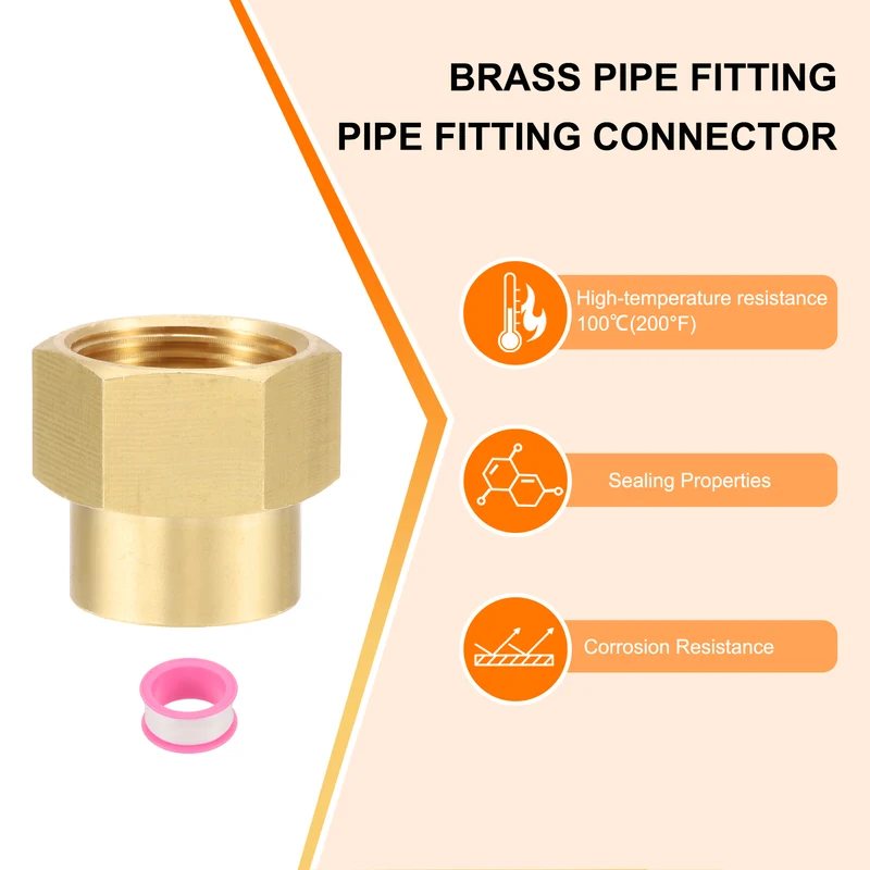 2pcs Brass Pipe Fitting 3/4" NPT Female x 1/2" NPT Female Hex Pipe Adapter