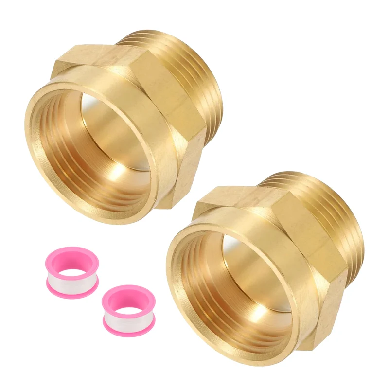 2pcs Brass Pipe Fitting, 1" G Female×1" NPT Male Hex Nipple Pipe Adapter