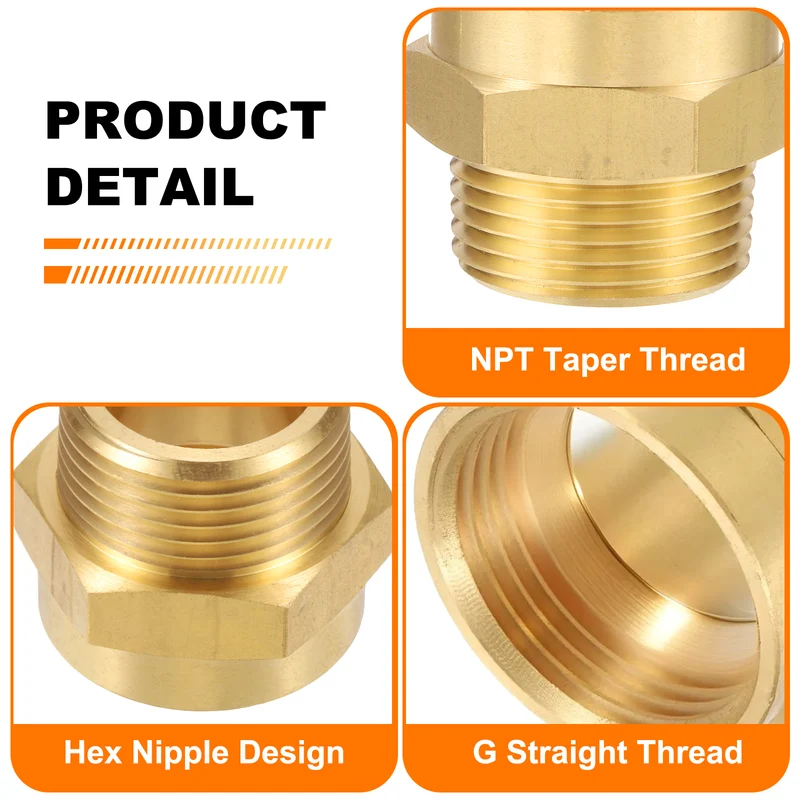 2pcs Brass Pipe Fitting, 1" G Female×1" NPT Male Hex Nipple Pipe Adapter