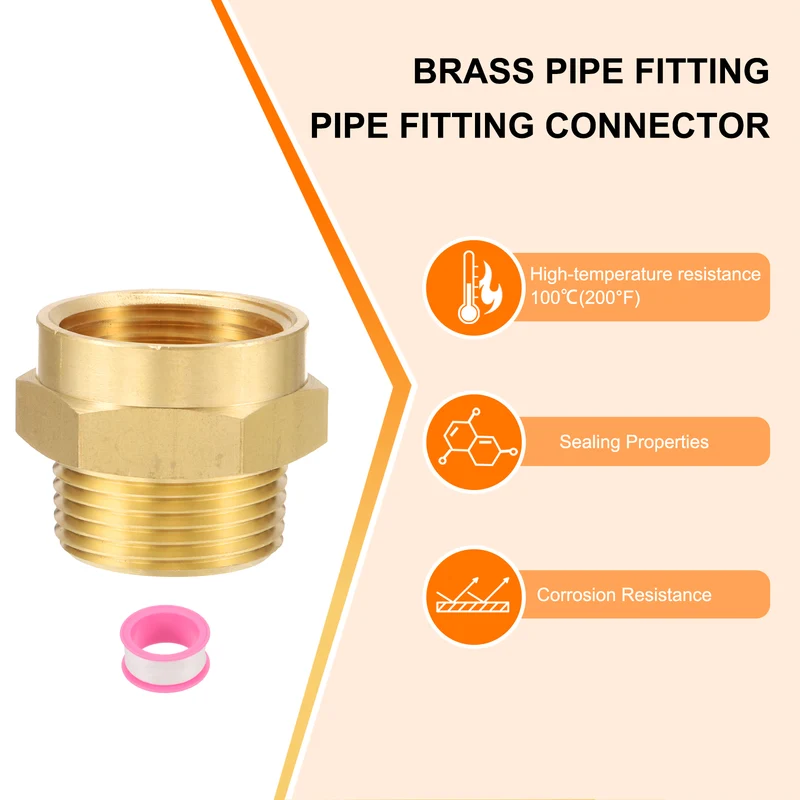 2pcs Brass Pipe Fitting, 1" G Female×1" NPT Male Hex Nipple Pipe Adapter