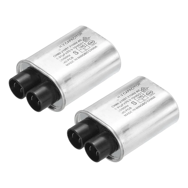 Microwave Capacitor Replacement High Voltage Oven Capacitor 2100VAC 0.91uf 2Pcs