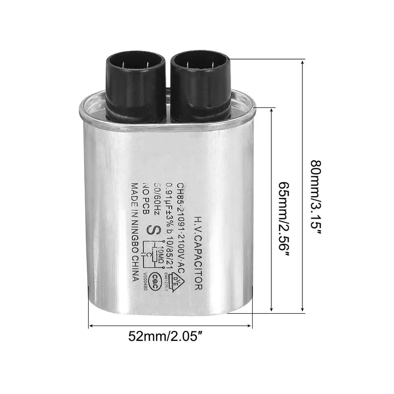 Microwave Capacitor Replacement High Voltage Oven Capacitor 2100VAC 0.91uf