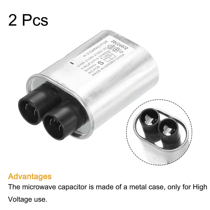 Microwave Capacitor Replacement High Voltage Oven Capacitor 2100VAC 0.80uf 2Pcs