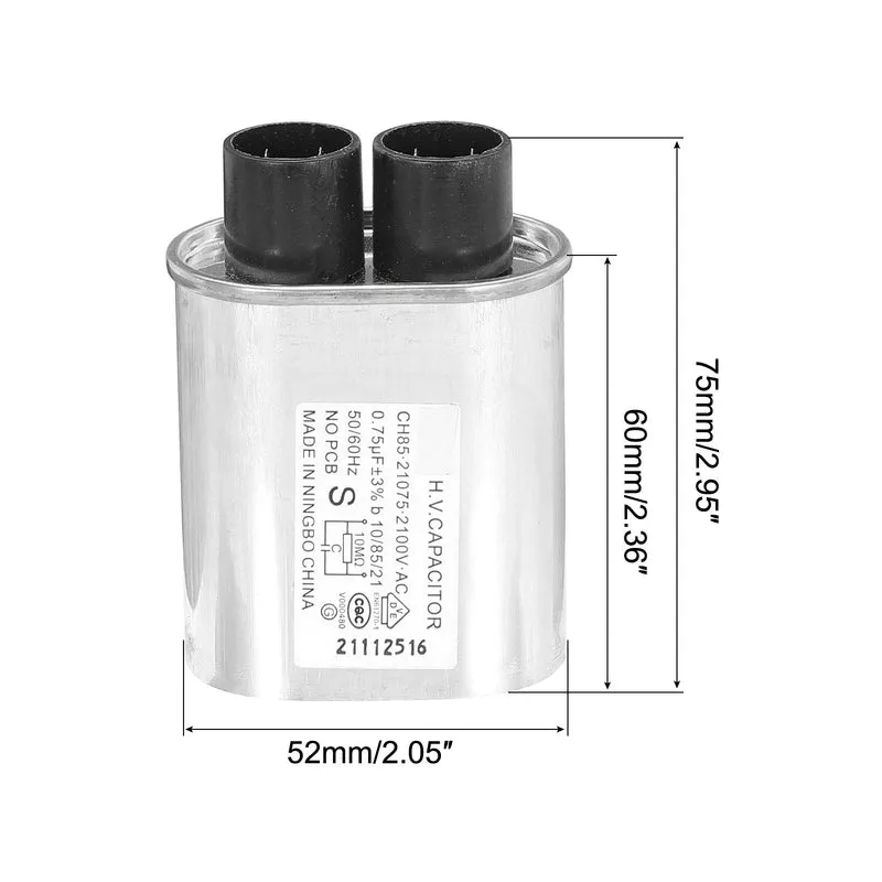 Microwave Capacitor Replacement High Voltage Oven Capacitor 2100VAC 0.75uf 2Pcs