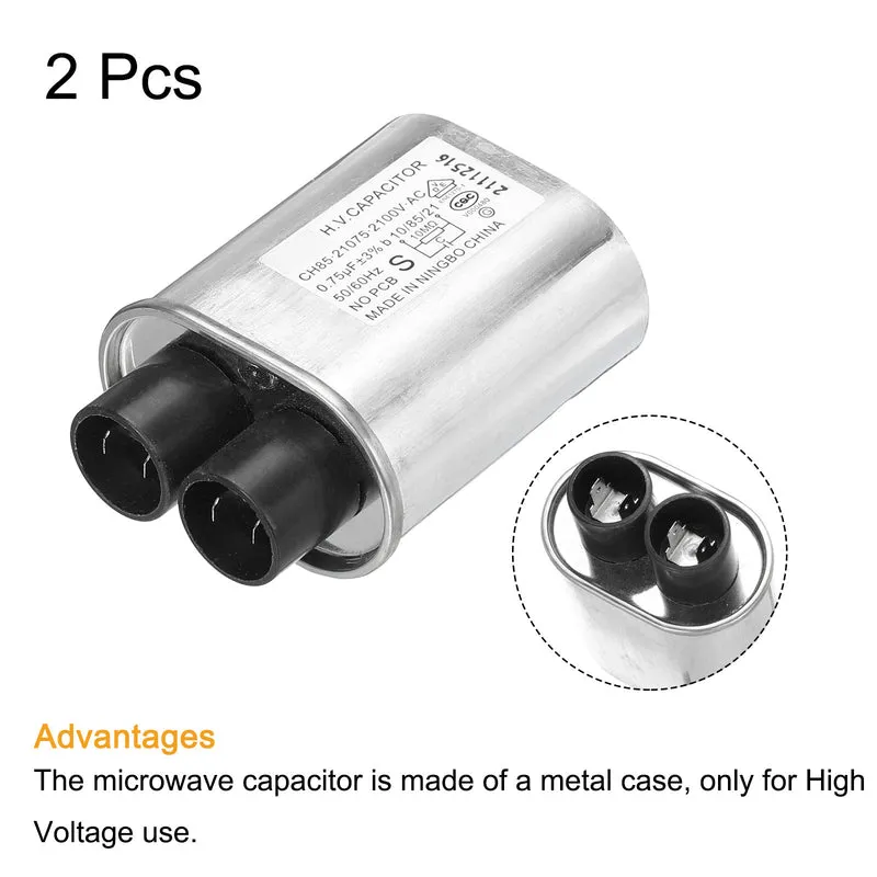 Microwave Capacitor Replacement High Voltage Oven Capacitor 2100VAC 0.75uf 2Pcs