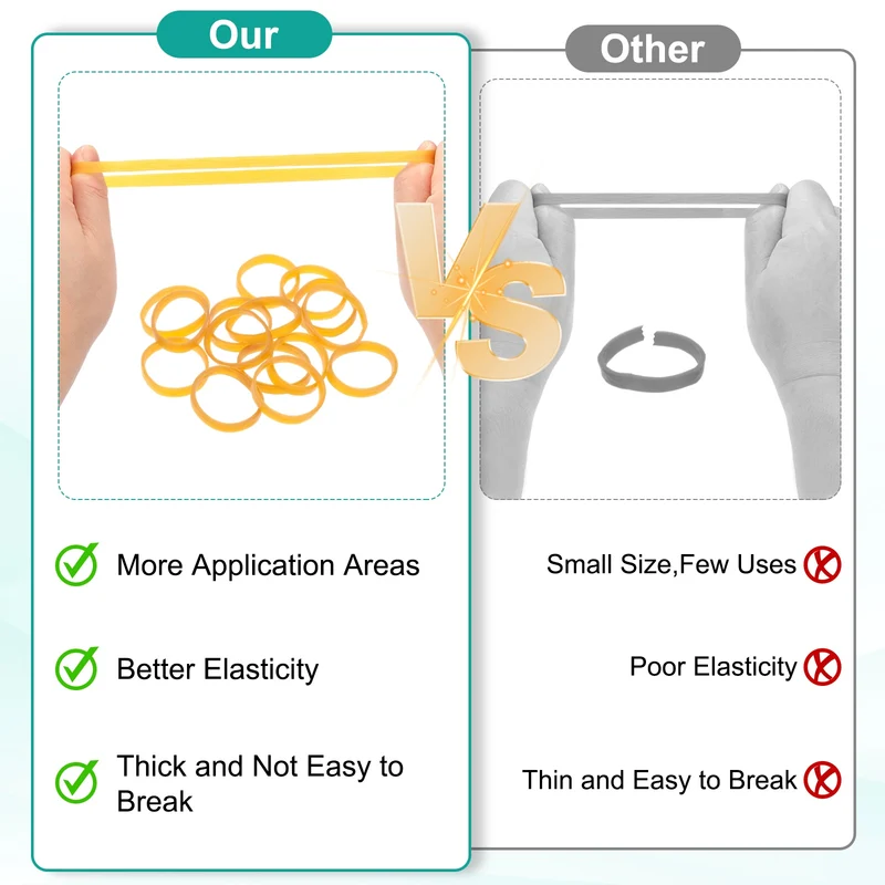 56Pcs Rubber Bands, 9.84x0.39 Inch Elastic Bands for Office Supplies, Yellow