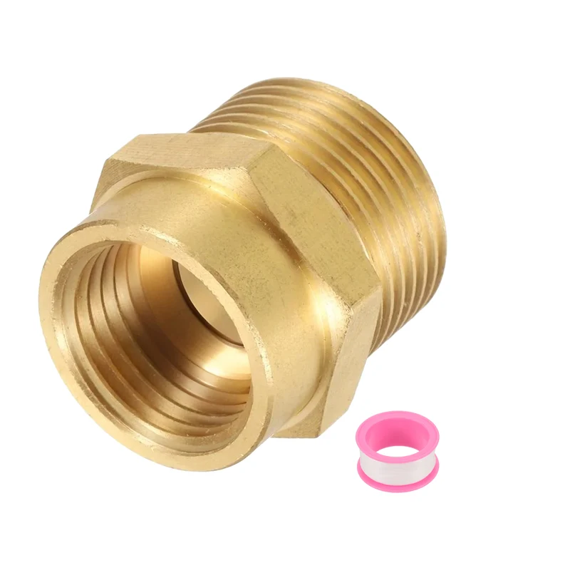 Brass Pipe Fitting, 1/2" NPT Female × 3/4" G Male Hex Nipple Pipe Connector
