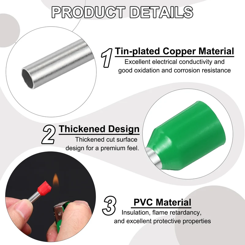 1000Pcs 12AWG Wire Ferrules Connectors VE4010 Green