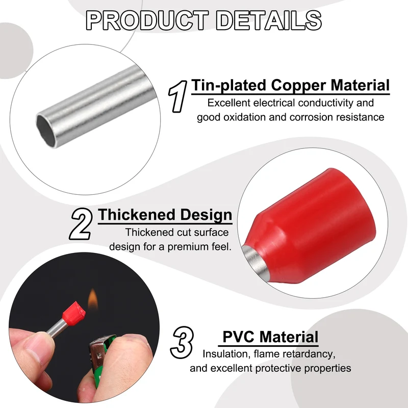 1000Pcs 12AWG Wire Ferrules Connectors VE4010 Red