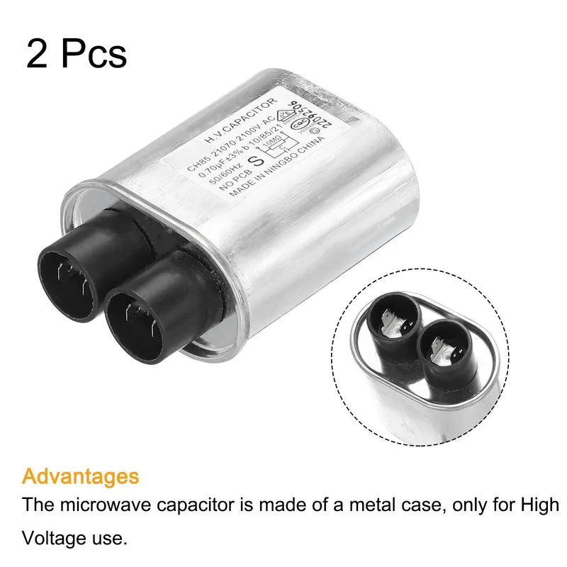 Microwave Capacitor Replacement High Voltage Oven Capacitor 2100VAC 0.70uf 2Pcs