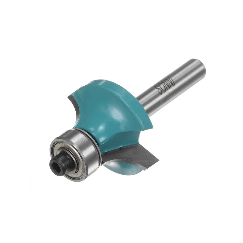 Roundover Router Bit 1/4 Shank 5/16" Radius Carbide Tipped with Bearing Cyan