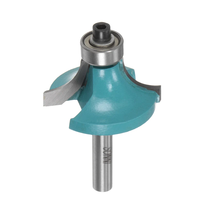 Roundover Router Bit 1/4 Shank 7/16" Radius Carbide Tipped with Bearing Cyan