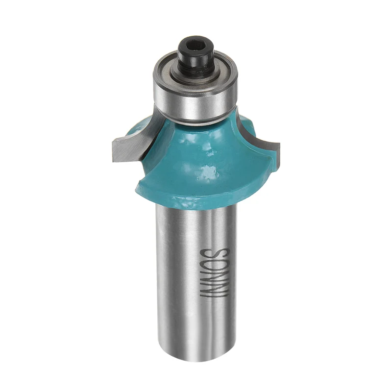Roundover Router Bit 1/2 Shank 1/4" Radius Carbide Tipped with Bearing, Cyan