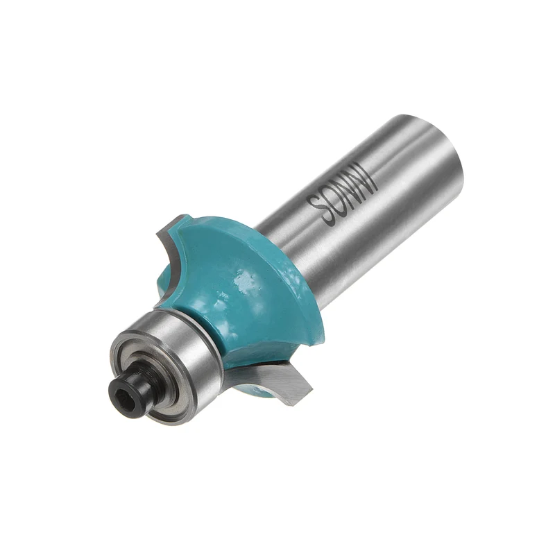 Roundover Router Bit 1/2 Shank 1/4" Radius Carbide Tipped with Bearing, Cyan