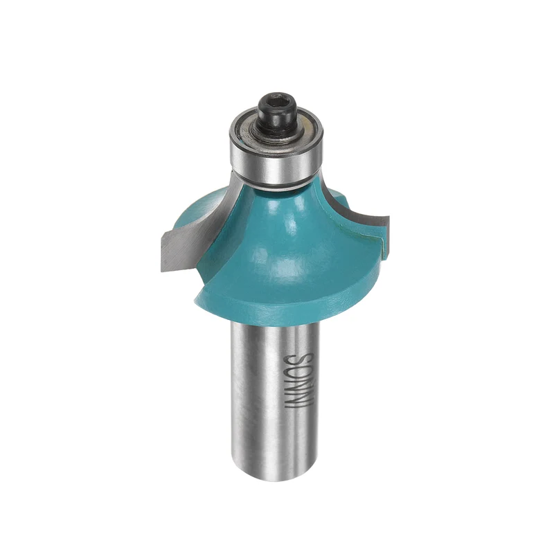 Roundover Router Bit 1/2 Shank 3/8" Radius Carbide Tipped with Bearing, Cyan