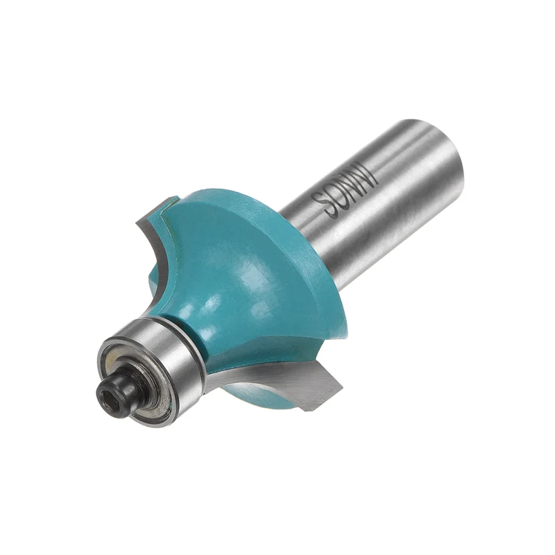Roundover Router Bit 1/2 Shank 3/8" Radius Carbide Tipped with Bearing, Cyan