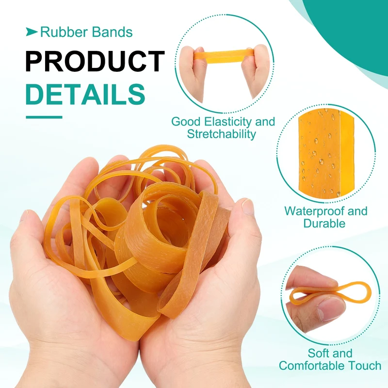 160Pcs Rubber Bands, 3.15x0.39 Inch Elastic Bands for Office Supplies, Yellow