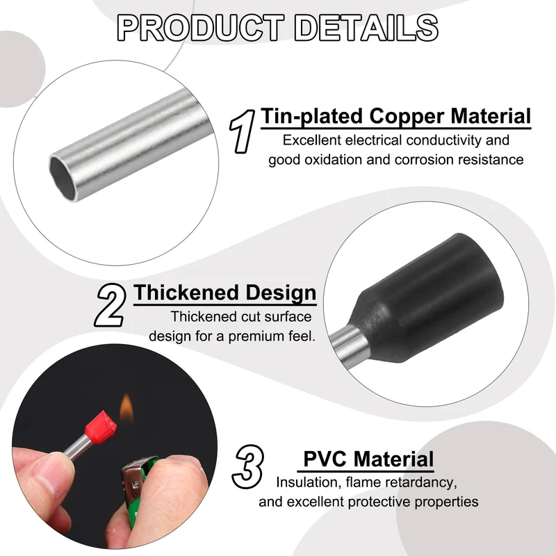 1000Pcs 16AWG Wire Ferrules Connectors VE1510 Black