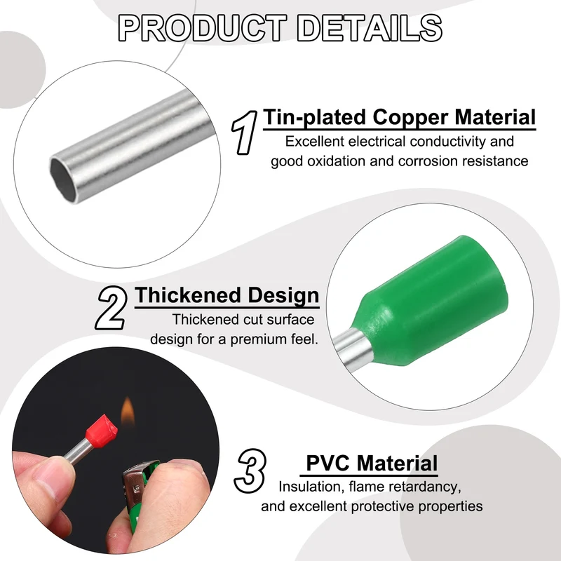 1000Pcs 16AWG Wire Ferrules Connectors VE1510 Green