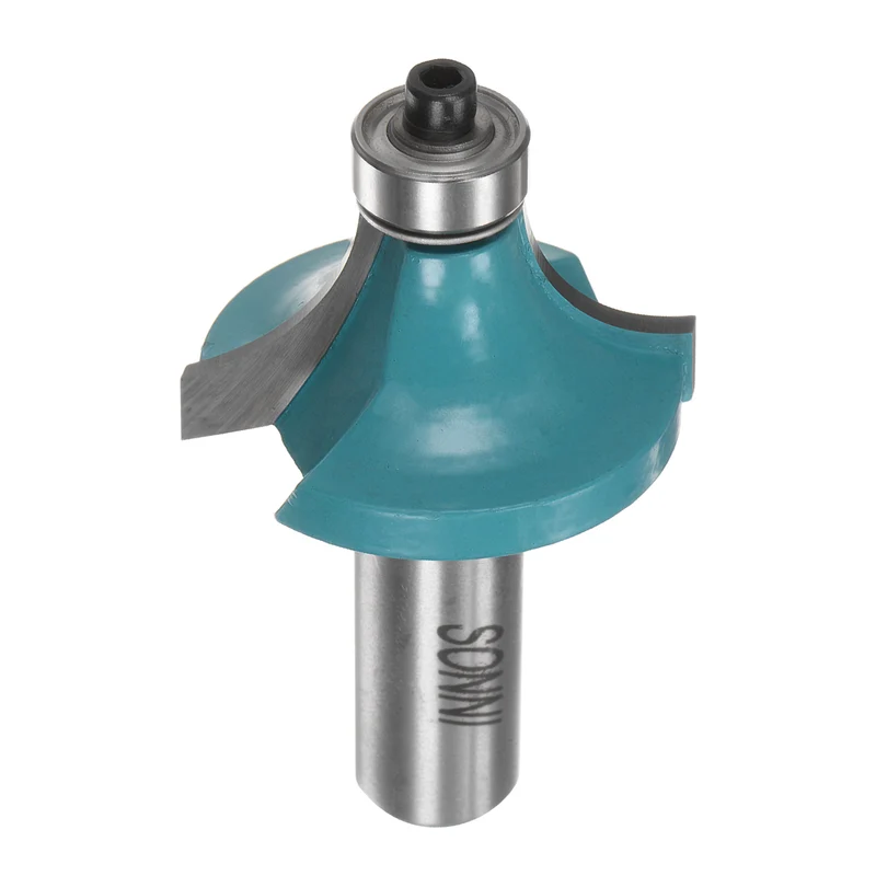 Roundover Router Bit 1/2 Shank 1/2" Radius Carbide Tipped with Bearing, Cyan