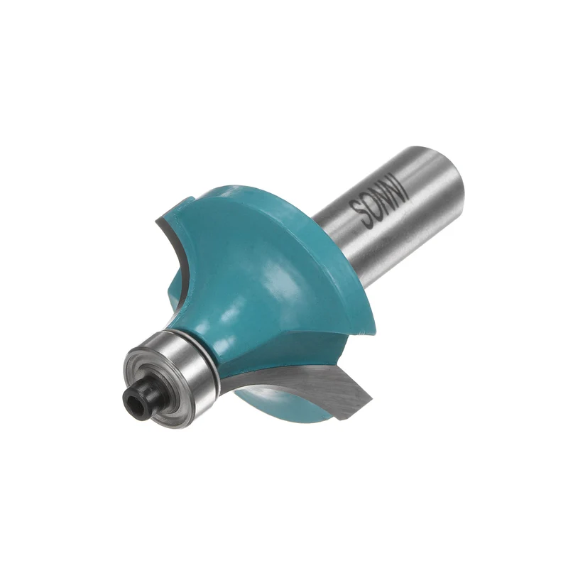 Roundover Router Bit 1/2 Shank 1/2" Radius Carbide Tipped with Bearing, Cyan