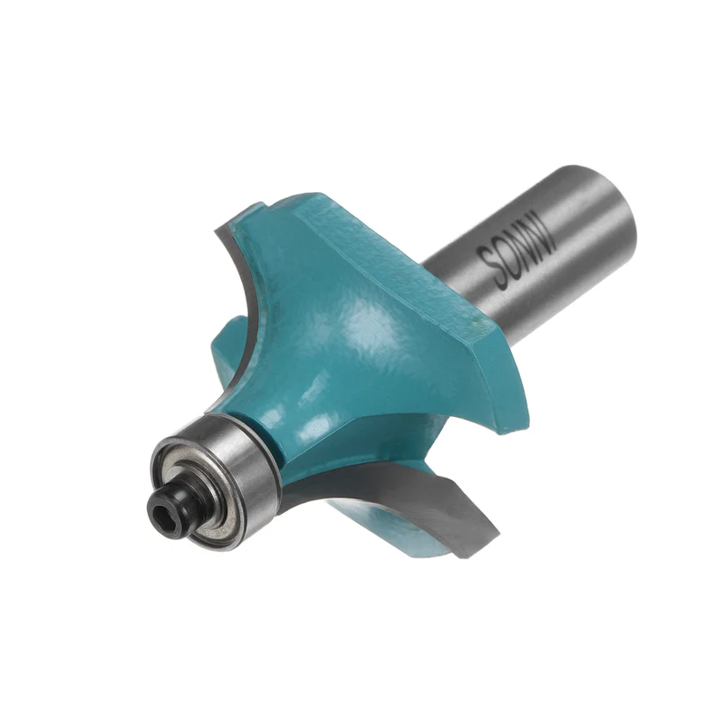 Roundover Router Bit 1/2 Shank 9/16" Radius Carbide Tipped with Bearing Cyan