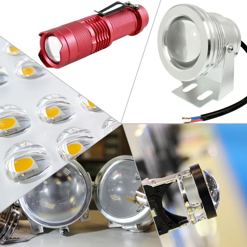 Diameter 10mm Double Convex Lens, 10 Pcs Acrylic LED Optical Convex Condenser Lens for Physics Classrooms Labs, Transparent