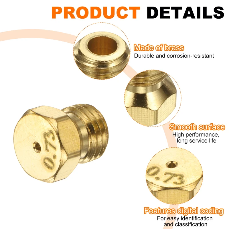 1Set Brass Jet Nozzles, M6 x 0.75 Gas Conversion（0.73/0.97/1.15/1.35mm） Replaces