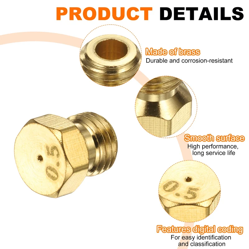4Set Brass Jet Nozzles, M6 x 0.75 Gas Conversion（0.5/0.65/0.87mm） Replaces