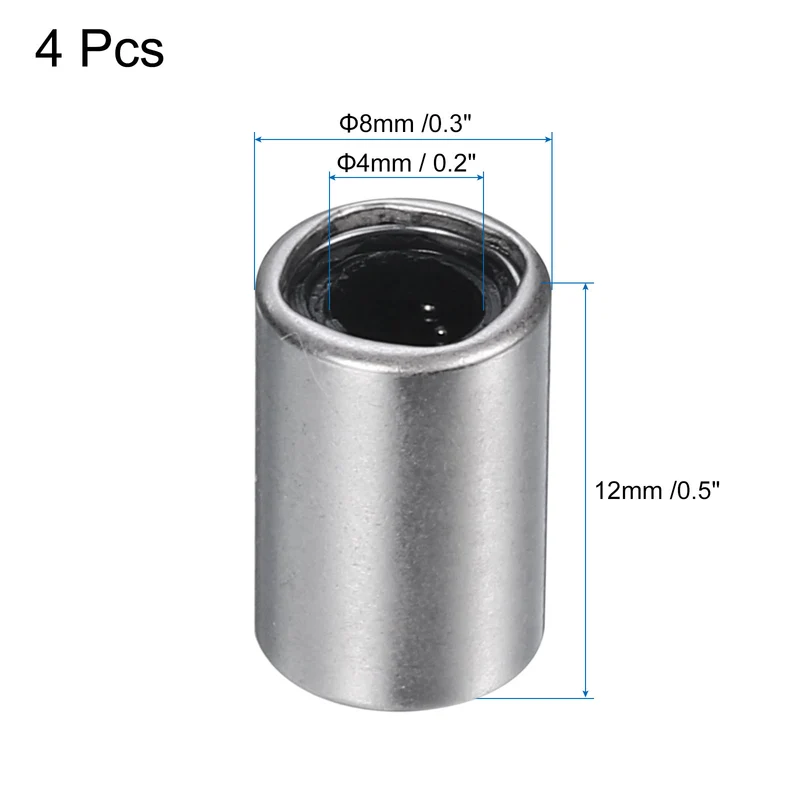 4Pcs LM4UU Linear Bearing Nickel Plated 4mm Bore 8mm OD 12mm Length