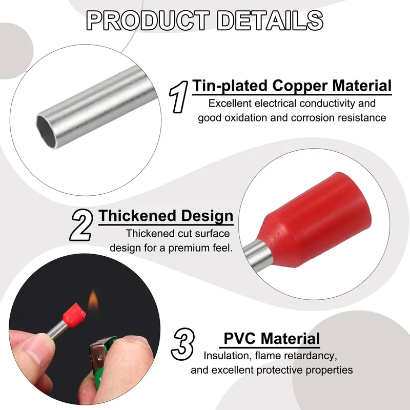 1000Pcs 16AWG Wire Ferrules Connectors VE1510 Red