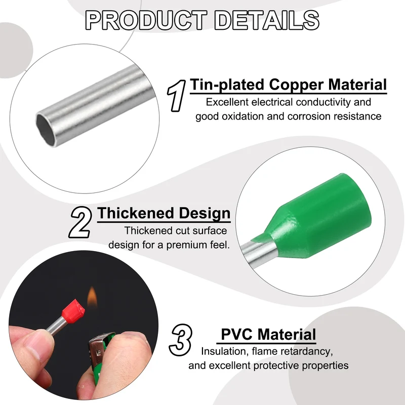 1000Pcs 18AWG Wire Ferrules Connectors VE1010 Green