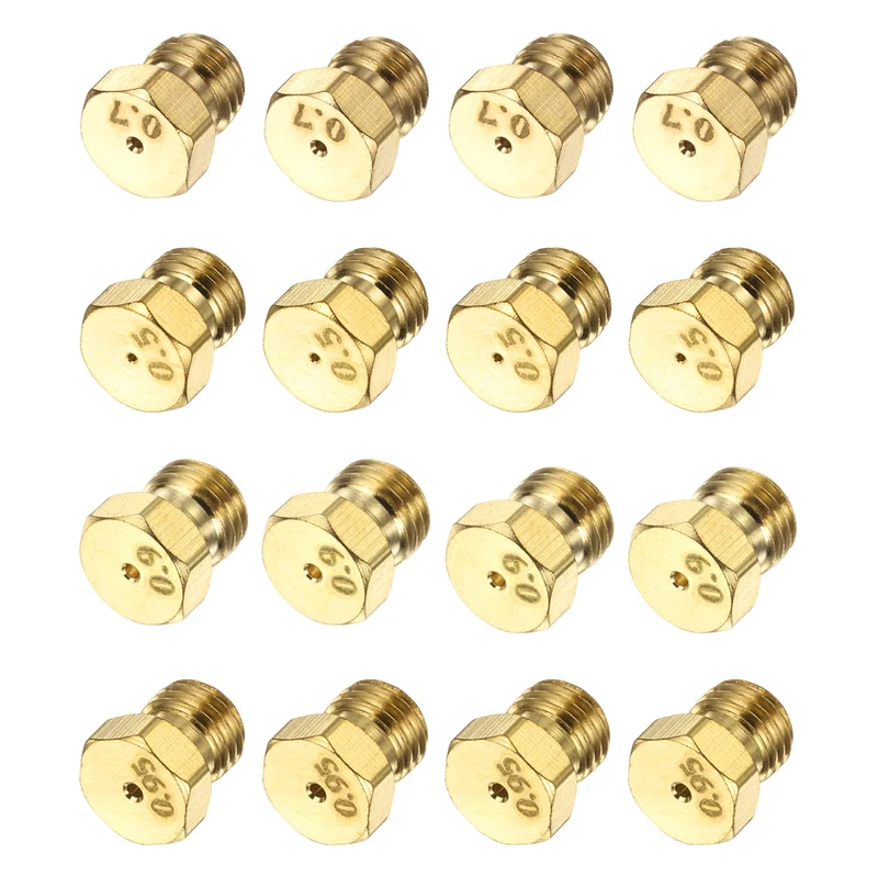 4Set Brass Jet Nozzles, M6 x 0.75 Gas Conversion（0.5/0.7/0.9/0.95mm） Replaces
