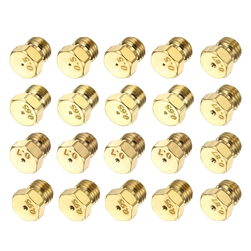 4Set Brass Jet Nozzles, M6 x 0.75 Gas Conversion Kit（0.5/0.65/0.7/0.87/0.95mm)
