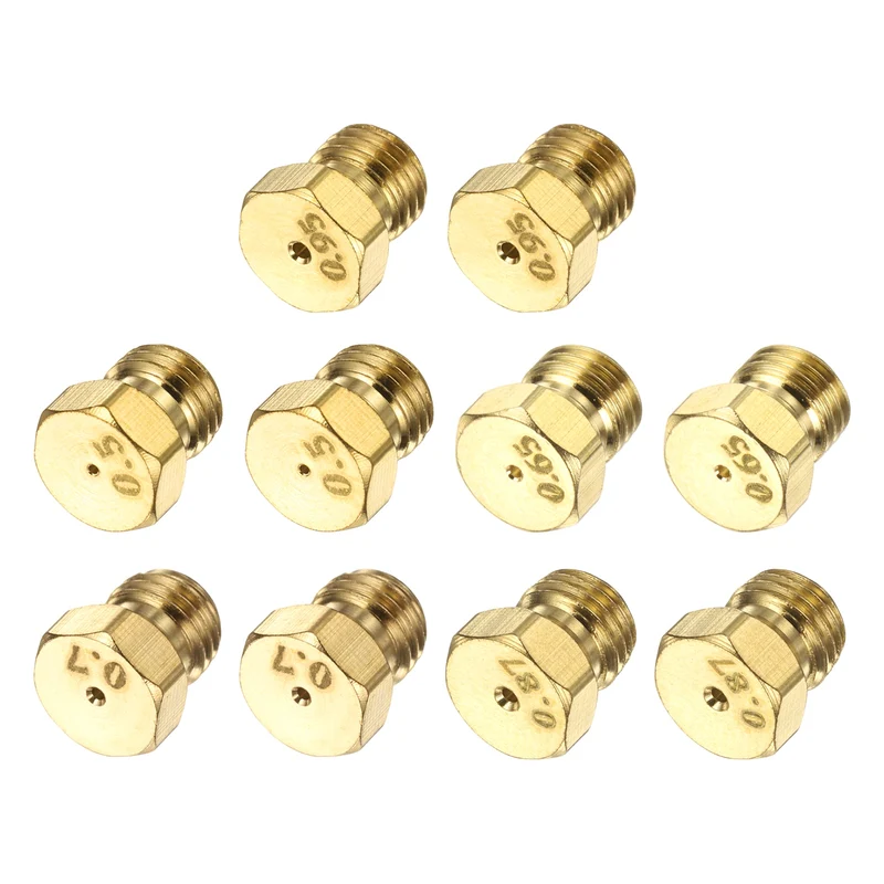 2Set Brass Jet Nozzles, M6 x 0.75 Gas Conversion Kit（0.5/0.65/0.7/0.87/0.95mm)