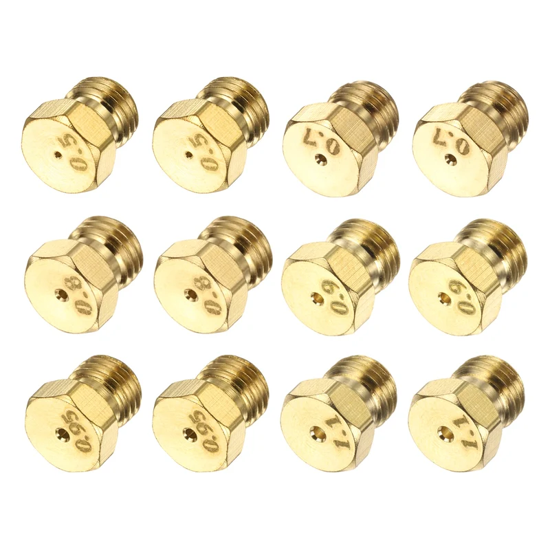 1Set Brass Jet Nozzles, M6 x 0.75 Gas Conversion Kit（0.5/0.7/0.8/0.9/0.95/1.1mm)