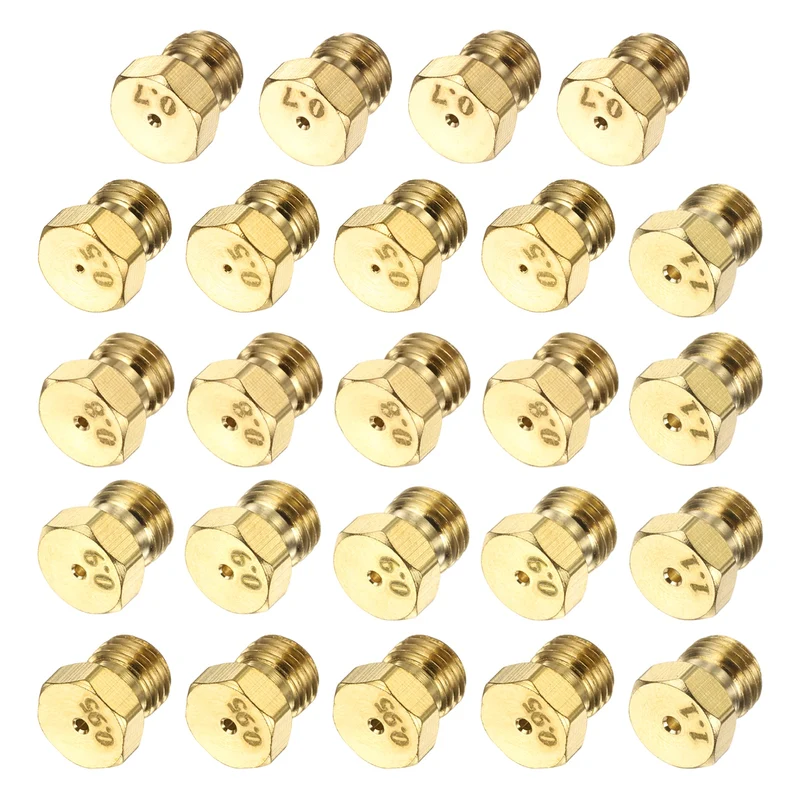 2Set Brass Jet Nozzles, M6 x 0.75 Gas Conversion Kit（0.5/0.7/0.8/0.9/0.95/1.1mm)