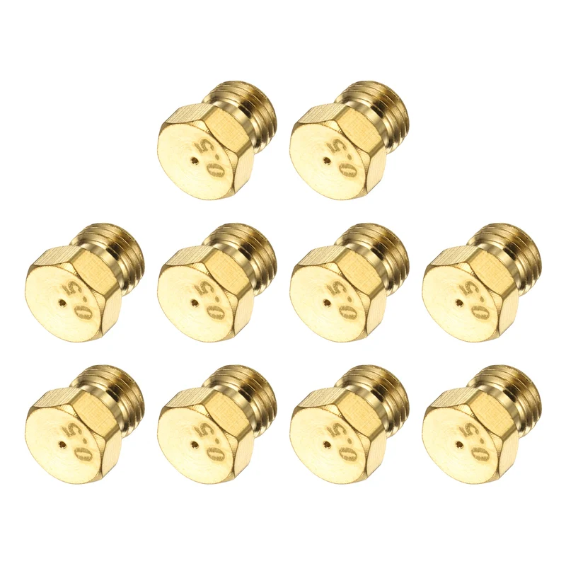 10Pcs Brass Jet Nozzles, M6 x 0.75 Gas Conversion Kit（0.5mm） Replacement Part