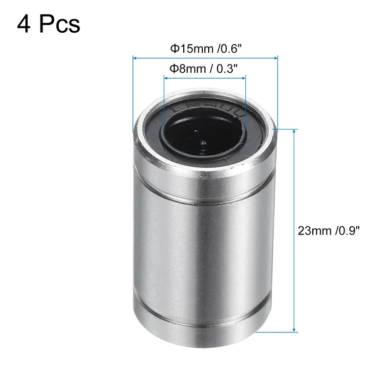 4Pcs LM8UU Linear Bearing Nickel Plated 8mm Bore 15mm OD 24mm Length