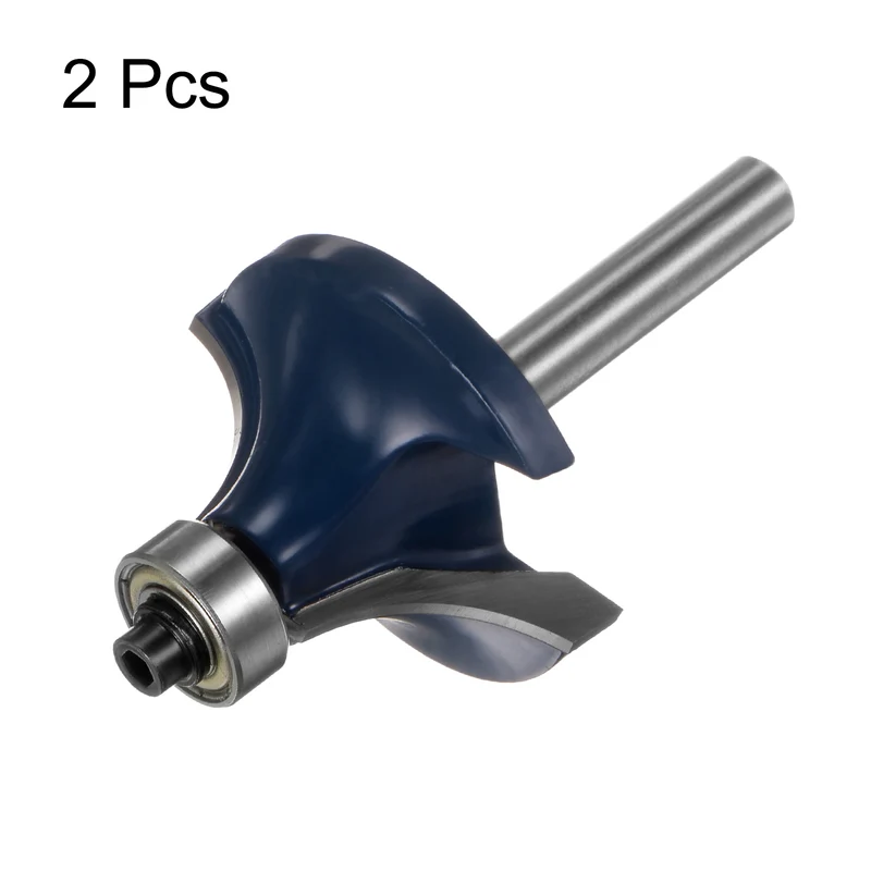 2pcs Roundover Router Bit 1/4 Shank 1/2" Radius Carbide Tipped Edge Rounding Over Bit with Bearing Guide, Woodworking Milling Tool