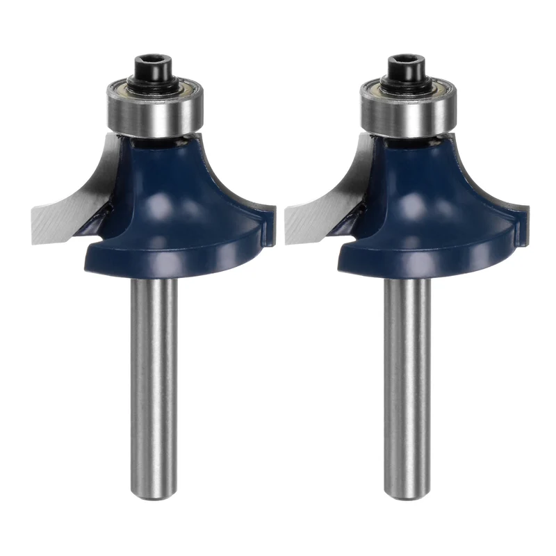 2pcs Roundover Router Bit 1/4 Shank 3/8" Radius Carbide Tipped Woodworking Tool