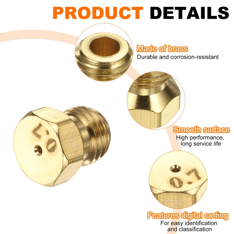 2Set Brass Jet Nozzles, M6 x 0.75 Gas Conversion（0.5/0.7/0.87/1.02mm） Replaces
